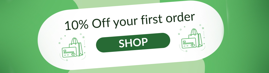 Screenshot of first-time buyer discount written: 10% off your first order