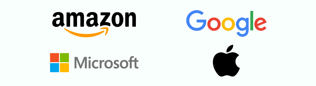 Amazon, Google, Microsof t and Apple logo
